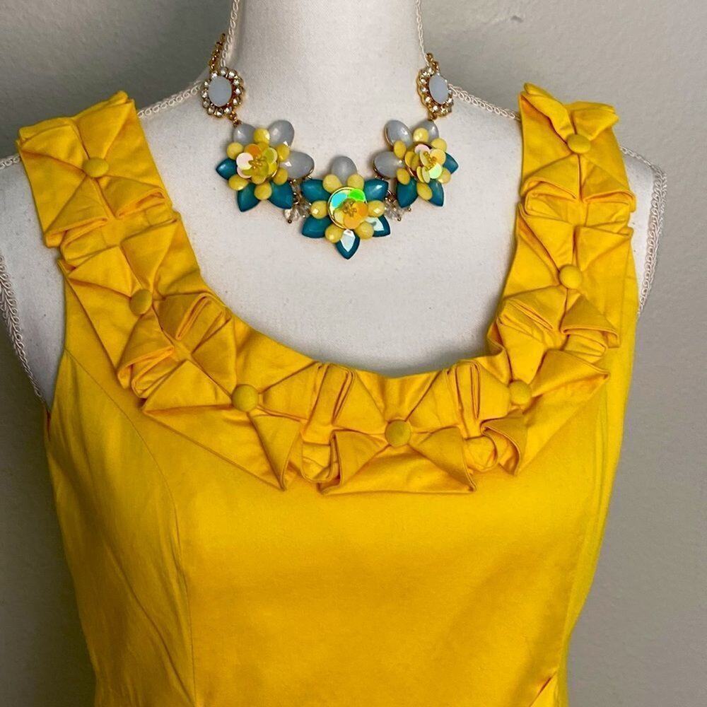 Max and Cleo Sunshine Yellow Sleeveless Dress Size 8 Decorative Neckline Video